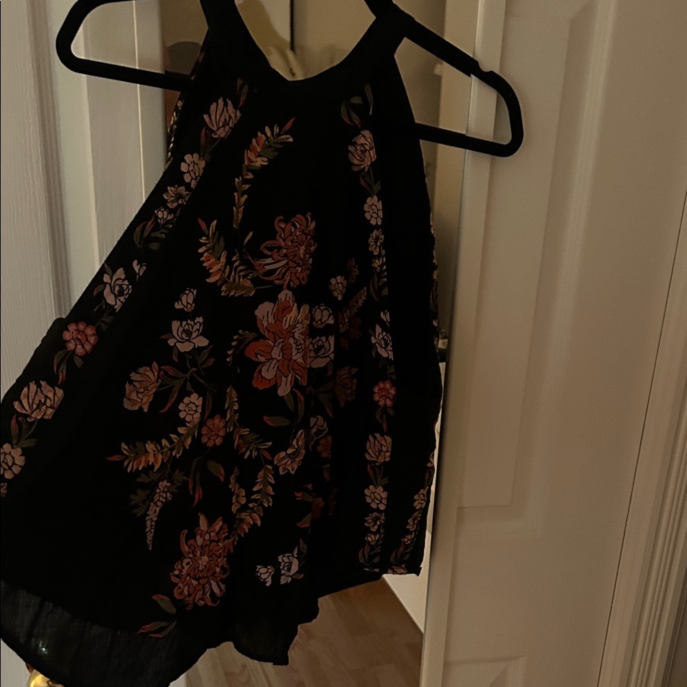 Free People Black Floral Halter Camisole 100% cotton